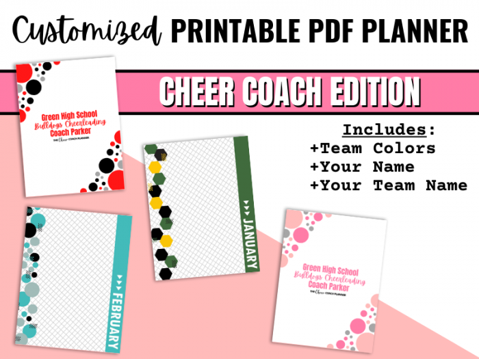 The Cheer Coach Planner - customized printable planner - www.cheercoachplanner.com - CCP