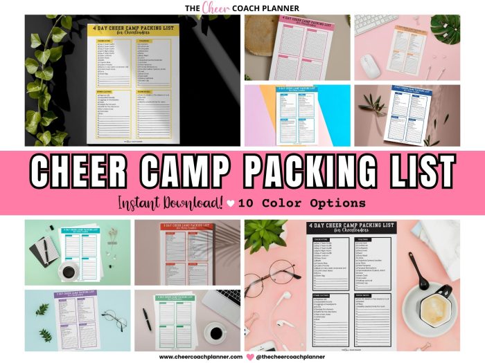 Cheer Camp Packing List UCA Cheerleading Camp Packing List UCA Cheer Camp Packing List What to bring to UCA Cheer Camp The Cheer Coach Planner Cheer Coach Binder Cheer